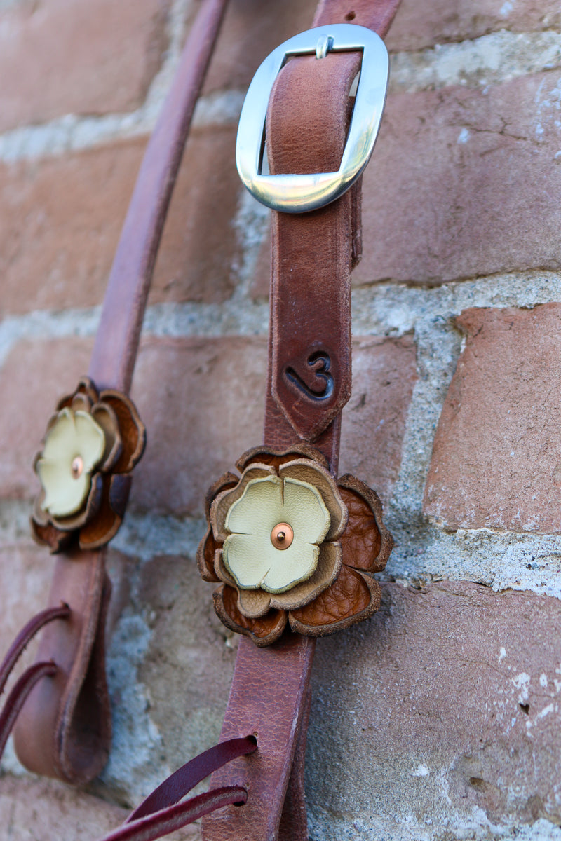 Leather Flower Headstall – Rail Three Ranch
