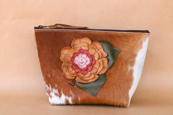 Cowhide Makeup Bag