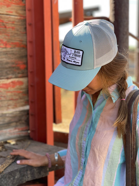 Turq Light Grey Hat 115 Richardson Rail Three Ranch
