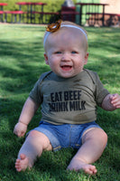 Sage Green 'Eat Beef Drink Milk' Unisex Onesie