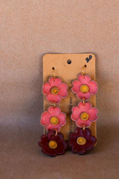 Leather Flower Earrings